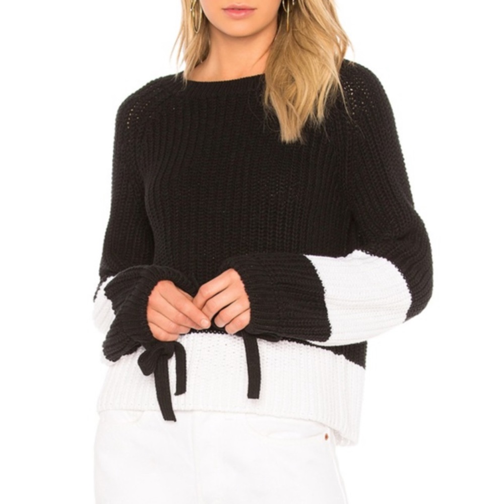 360 Cashmere Lilah Colorblock Stripe Sweater Black